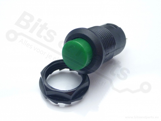 Drukknop (aan/uit) rond 12mm groen